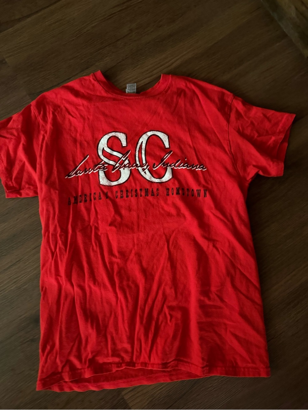 Gildan Red Short-Sleeve Tee with SC Santa Claus Graphic